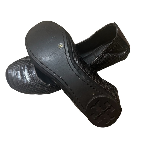 TORY BURCH Snakeskin Embossed Leather Eddie No Logo Ballerina Flats Size 5 - Picture 6 of 8